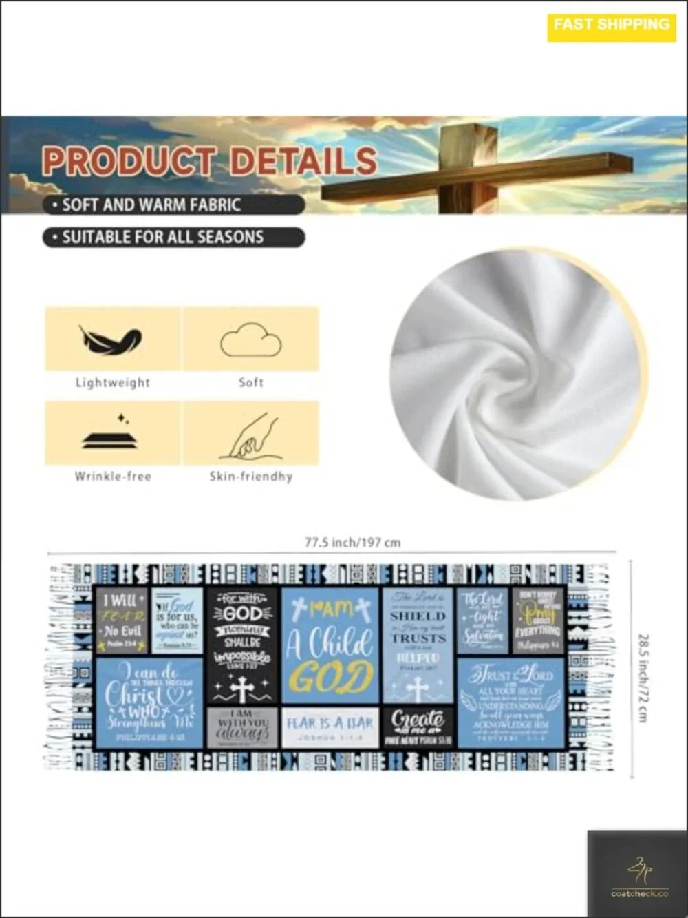 Christian Prayer Shawl for Women Inspirational Bible Verse Wrap Scarf